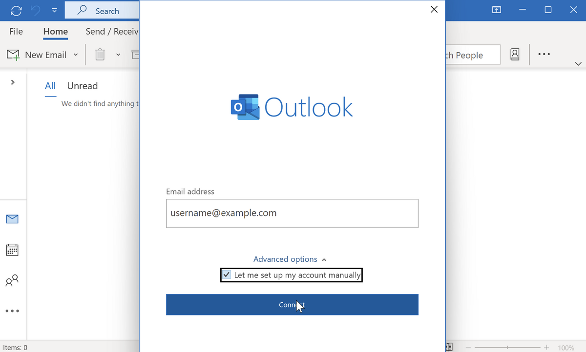 Let me setup my account manually